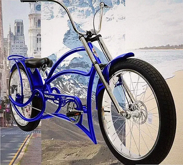 26"x3 FAT TIRE CHOPPER CRUISER LOWRIDER STRETCH BICYCLE FRONT DISC BRAKE FENDERS