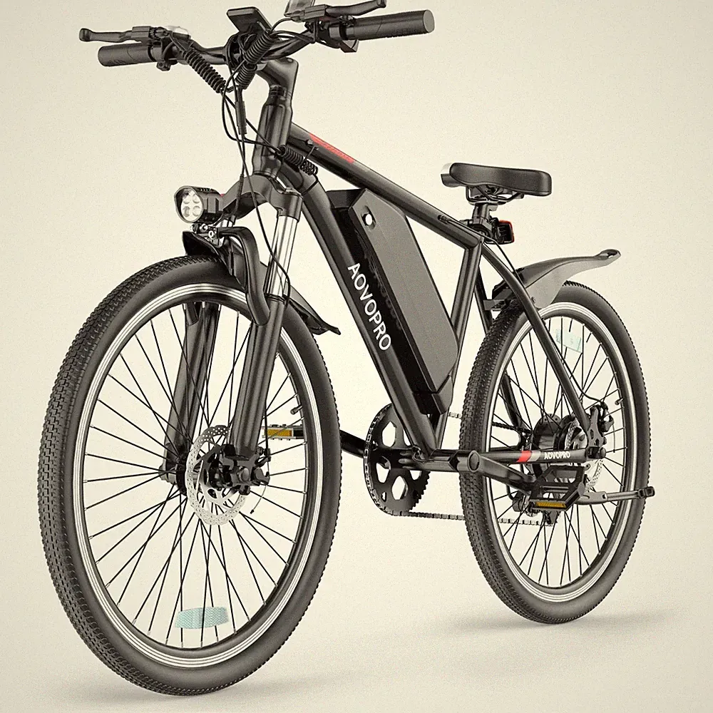 AOVOPRO 26inch Electric Bicycle with 48V 9AH Removable Battery E Mountain Bike