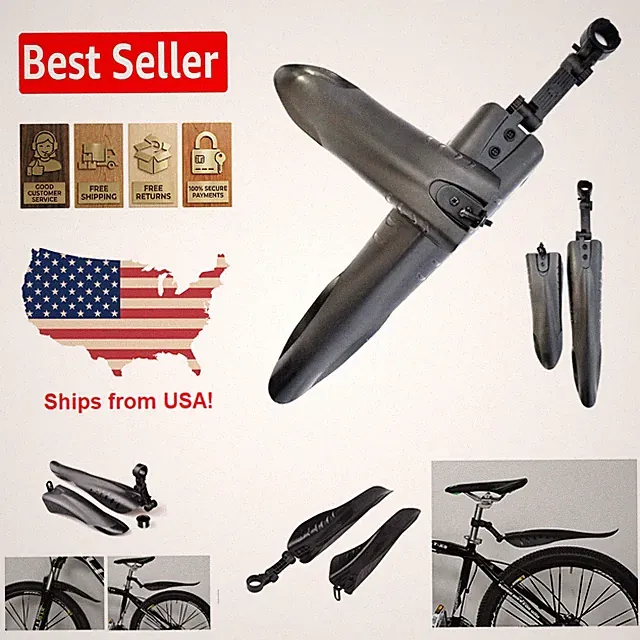 Durable Black Mud Guards - Adjustable Front & Rear Fenders for Biking Adventures
