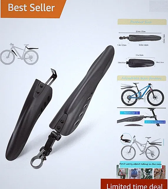 Universal Bicycle Mudguard Set for 20/22/24/26 Inch Bikes - Adjustable & Durable
