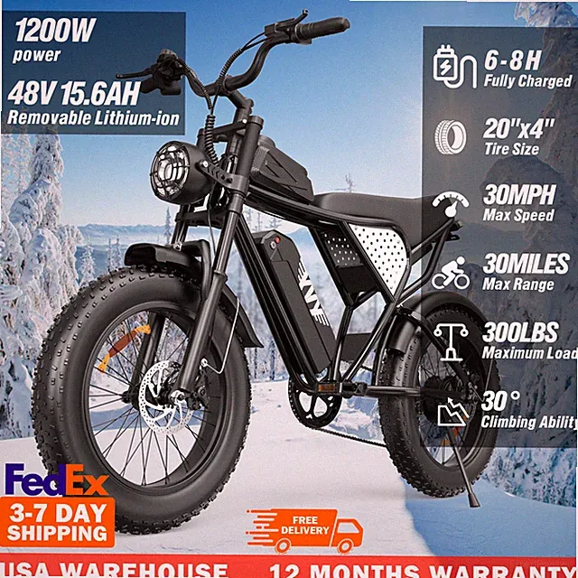 YVY 1200W Electric Bike for Adults 48V 15.6AH 30MPH 20" Ebike w/ Free Shipping